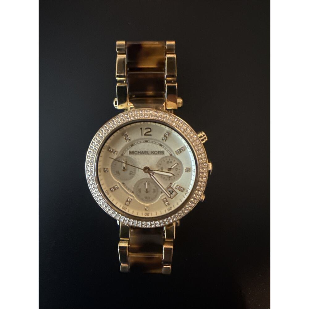 Michael Kors Parker Gold Tone Tortoise Shell Women’s Watch Needs Battery